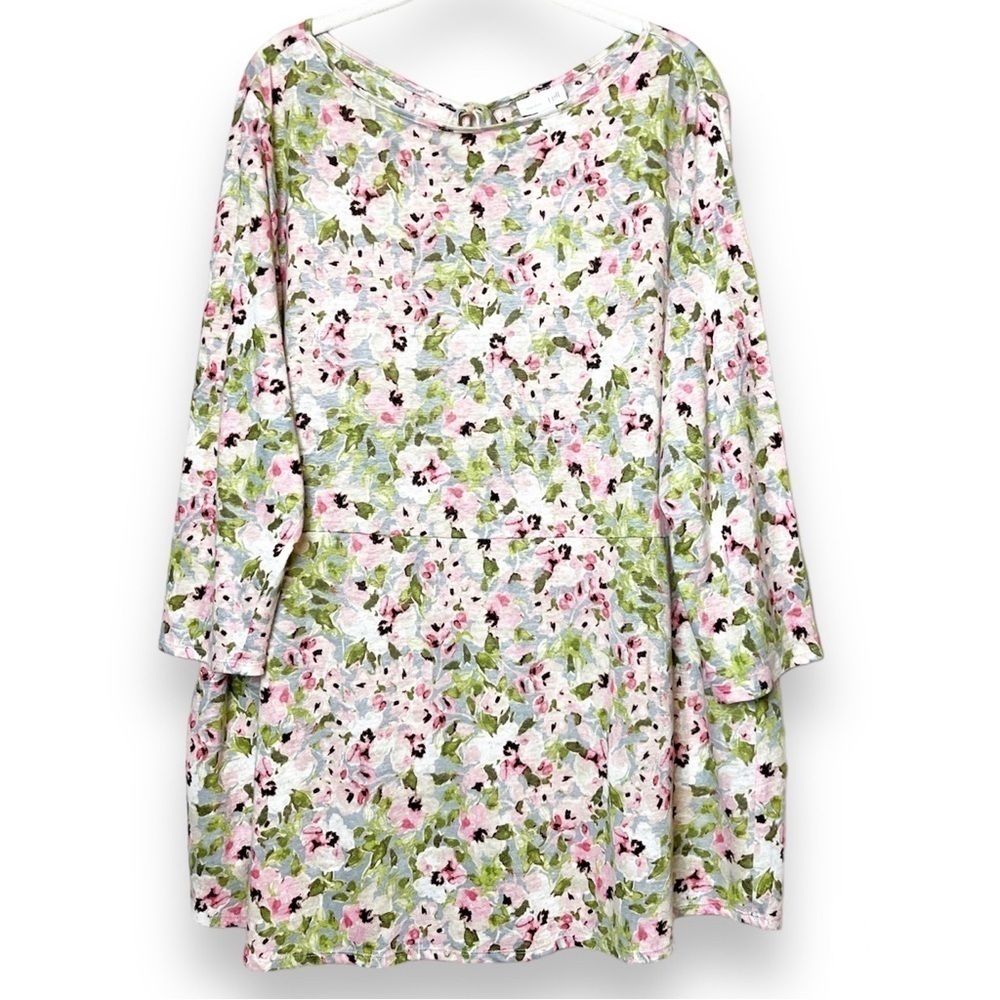 J. Jill NWT 100% Linen Floral Tunic Top XLP‎ XL petite relaxed fit pink green